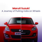 An image of showcasing Maruti Suzuki's legacy in India. It features the iconic old maruti swift to a modern Maruti Suzuki swift.