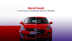 An image of showcasing Maruti Suzuki's legacy in India. It features the iconic old maruti swift to a modern Maruti Suzuki swift.